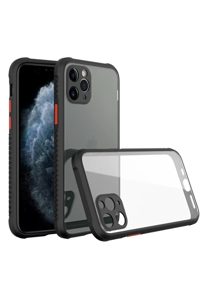 Apple iPhone 11 Pro Max Kılıf Miami Şeffaf Silikon - Siyah