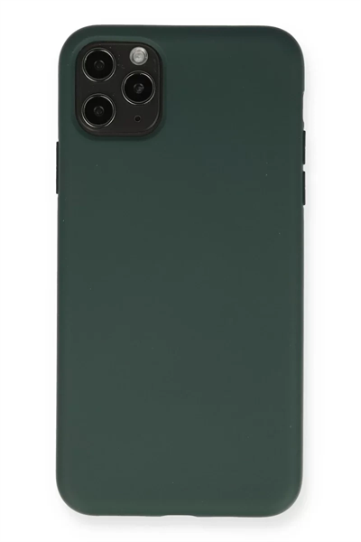 Apple iPhone 11 Pro Max Kılıf Nano içi Kadife Silikon - Koyu Yeşil
