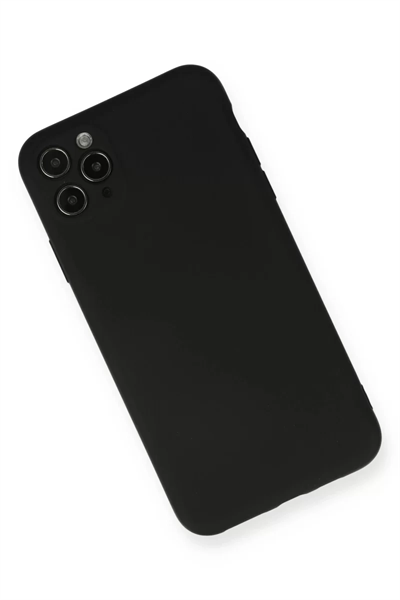 Apple iPhone 11 Pro Max Kılıf Nano içi Kadife Silikon - Siyah