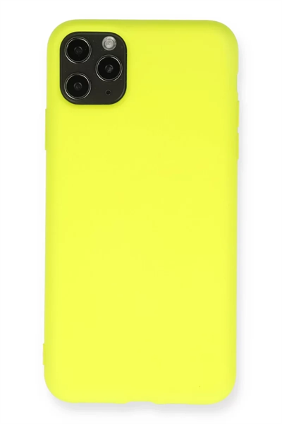 Apple iPhone 11 Pro Max Kılıf Nano içi Kadife Silikon - Sarı