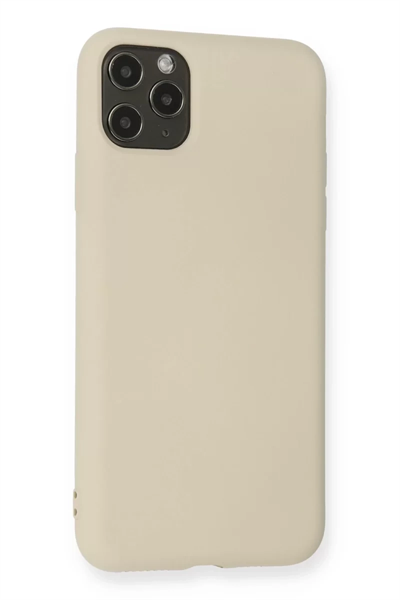 Apple iPhone 11 Pro Max Kılıf Nano içi Kadife Silikon - Bej