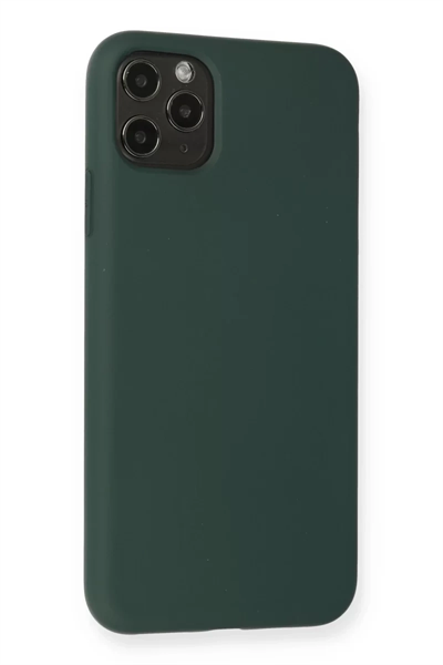 Apple iPhone 11 Pro Max Kılıf Nano içi Kadife Silikon - Koyu Yeşil