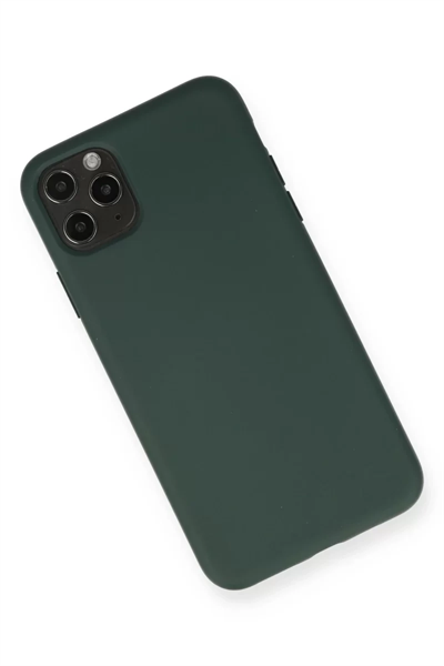 Apple iPhone 11 Pro Max Kılıf Nano içi Kadife Silikon - Koyu Yeşil