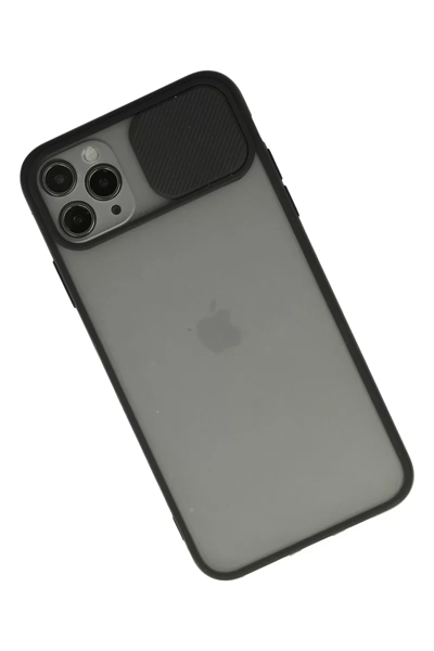 Apple iPhone 11 Pro Max Kılıf Palm Buzlu Kamera Sürgülü Silikon - Siyah