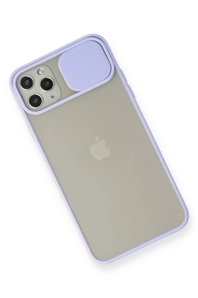 Apple iPhone 11 Pro Max Kılıf Palm Buzlu Kamera Sürgülü Silikon - Lila