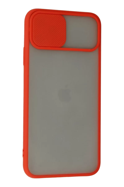 Apple iPhone 11 Pro Max Kılıf Palm Buzlu Kamera Sürgülü Silikon - Kırmızı