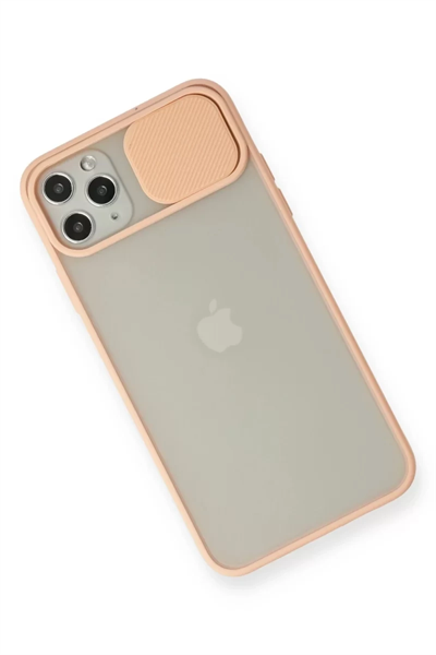 Apple iPhone 11 Pro Max Kılıf Palm Buzlu Kamera Sürgülü Silikon - Pembe