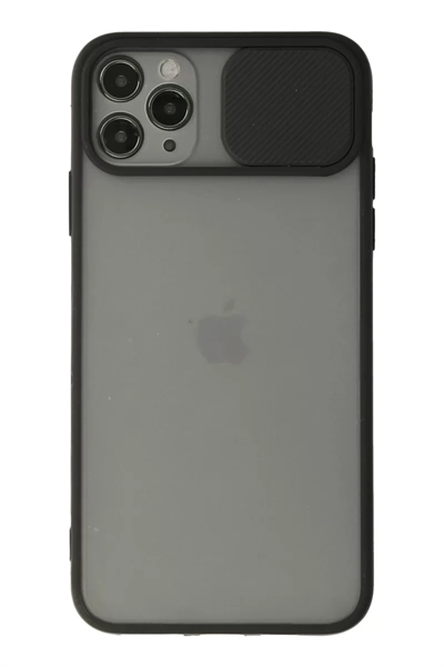 Apple iPhone 11 Pro Max Kılıf Palm Buzlu Kamera Sürgülü Silikon - Siyah