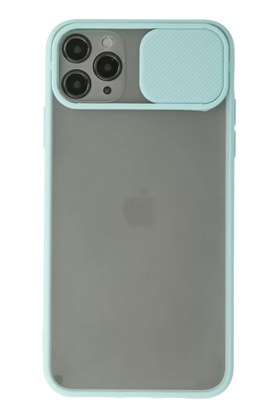 Apple iPhone 11 Pro Max Kılıf Palm Buzlu Kamera Sürgülü Silikon - Turkuaz