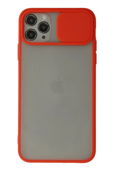 Apple iPhone 11 Pro Max Kılıf Palm Buzlu Kamera Sürgülü Silikon - Kırmızı