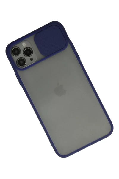 Apple iPhone 11 Pro Max Kılıf Palm Buzlu Kamera Sürgülü Silikon - Lacivert
