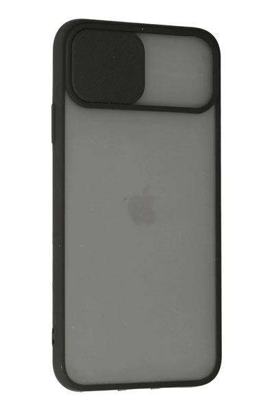 Apple iPhone 11 Pro Max Kılıf Palm Buzlu Kamera Sürgülü Silikon - Siyah