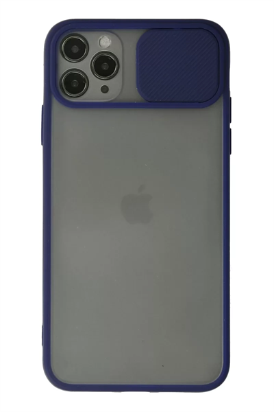 Apple iPhone 11 Pro Max Kılıf Palm Buzlu Kamera Sürgülü Silikon - Lacivert