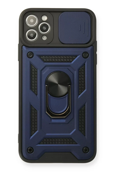 Apple iPhone 11 Pro Max Kılıf Pars Lens Yüzüklü Silikon - Lacivert