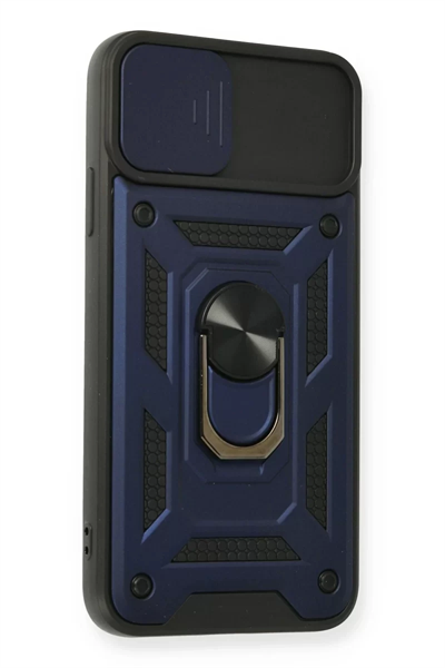Apple iPhone 11 Pro Max Kılıf Pars Lens Yüzüklü Silikon - Lacivert