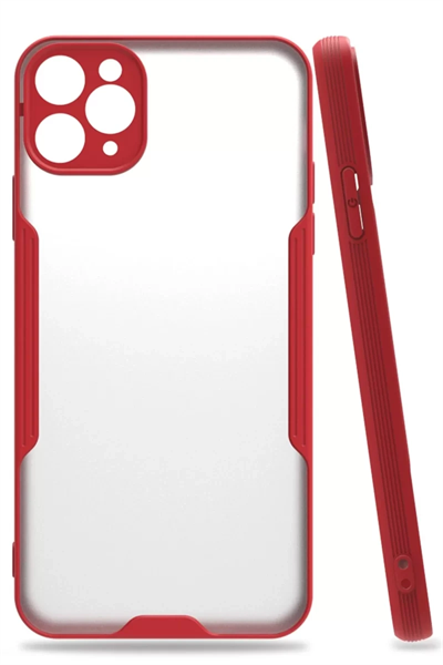 Apple iPhone 11 Pro Max Kılıf Platin Silikon - Kırmızı