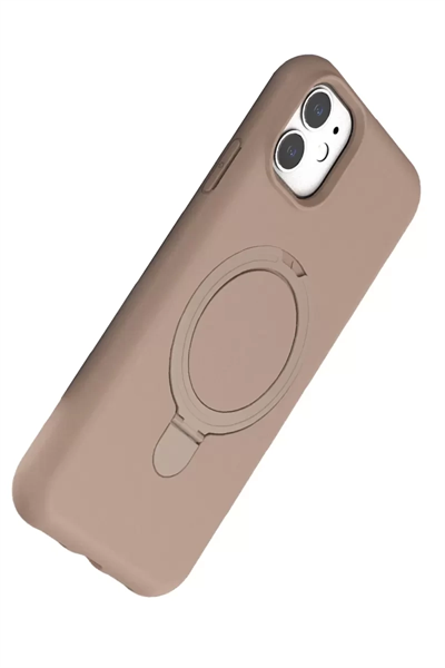 Apple iPhone 11 Regal Magsafe Standlı Kapak - Çöl Titanyum