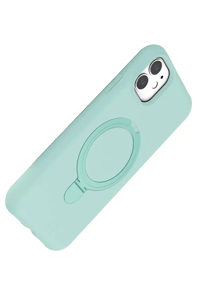 Apple iPhone 11 Regal Magsafe Standlı Kapak - Su Yeşili