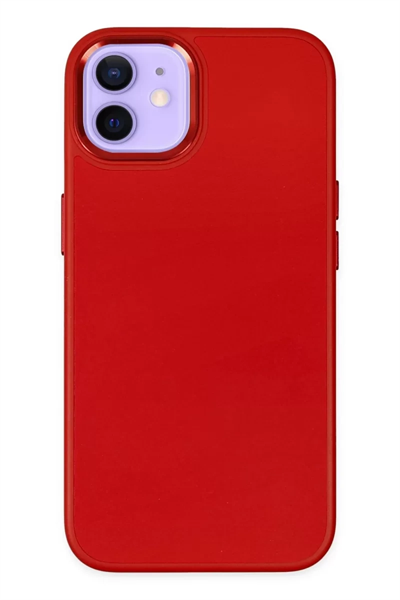 Apple iPhone 12 Kılıf Asya Deri Silikon - Kırmızı