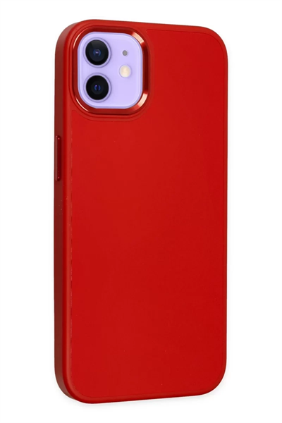 Apple iPhone 12 Kılıf Asya Deri Silikon - Kırmızı