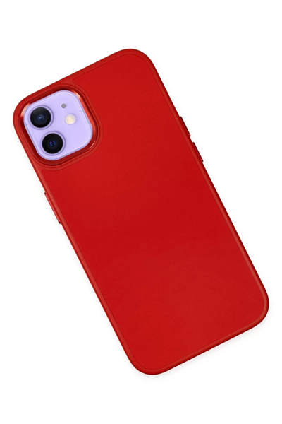 Apple iPhone 12 Kılıf Asya Deri Silikon - Kırmızı