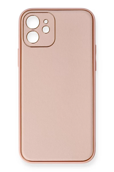 Apple iPhone 12 Kılıf Coco Deri Silikon Kapak - Pembe