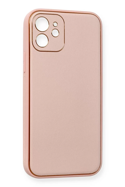 Apple iPhone 12 Kılıf Coco Deri Silikon Kapak - Pembe