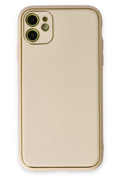 Apple iPhone 12 Kılıf Coco Deri Silikon Kapak - Gold