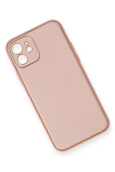 Apple iPhone 12 Kılıf Coco Deri Silikon Kapak - Pembe