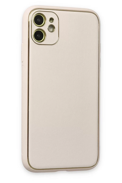 Apple iPhone 12 Kılıf Coco Deri Silikon Kapak - Beyaz