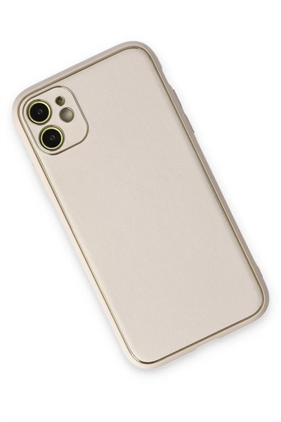 Apple iPhone 12 Kılıf Coco Deri Silikon Kapak - Beyaz
