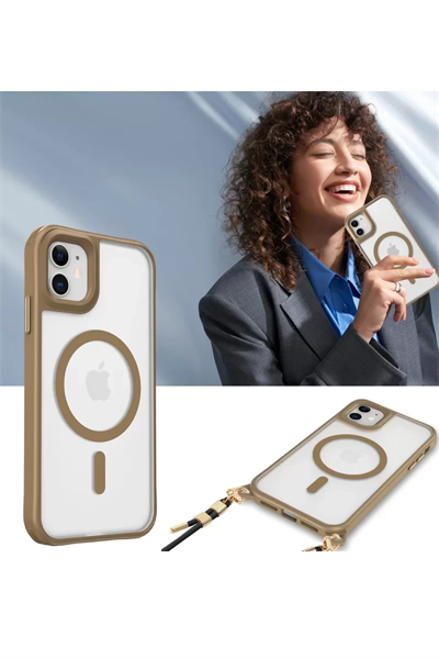 Apple iPhone 12 Kılıf Enka Magsafe Silikon Kılıf - Desert