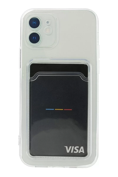 Apple iPhone 12 Kılıf Kart Şeffaf Silikon - Şeffaf