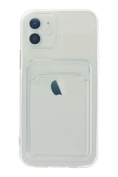 Apple iPhone 12 Kılıf Kart Şeffaf Silikon - Şeffaf
