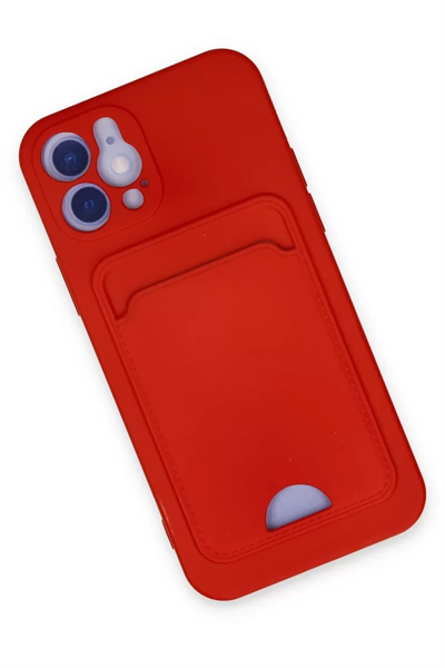 Apple iPhone 12 Kılıf Kelvin Kartvizitli Silikon - Kırmızı