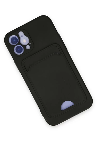 Apple iPhone 12 Kılıf Kelvin Kartvizitli Silikon - Siyah