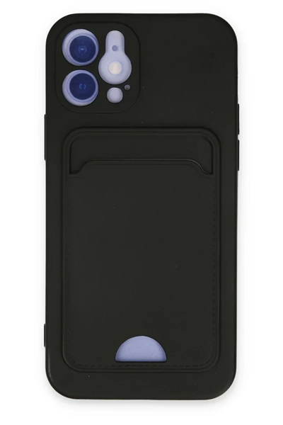 Apple iPhone 12 Kılıf Kelvin Kartvizitli Silikon - Siyah