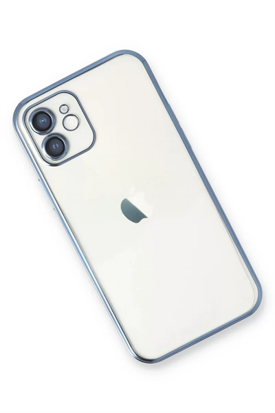 Apple iPhone 12 Kılıf Lensli Silikon - Açık Mavi