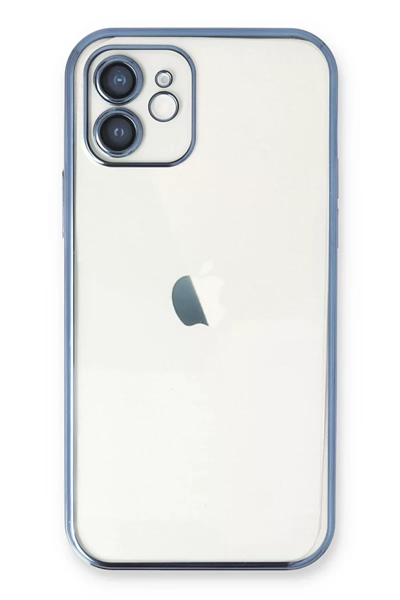 Apple iPhone 12 Kılıf Lensli Silikon - Açık Mavi