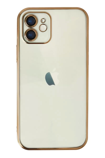Apple iPhone 12 Kılıf Lensli Silikon - Gold
