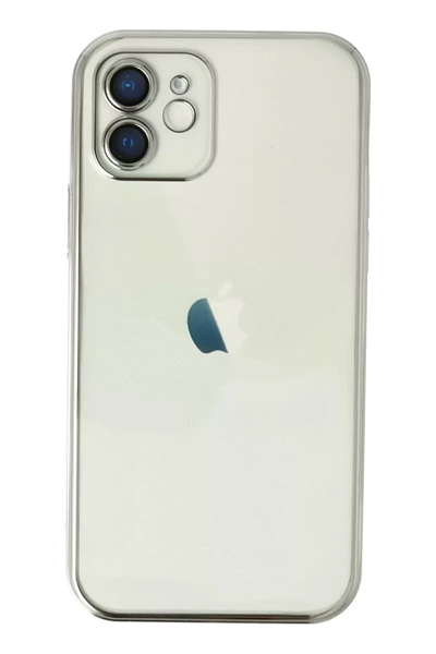 Apple iPhone 12 Kılıf Lensli Silikon - Gümüş