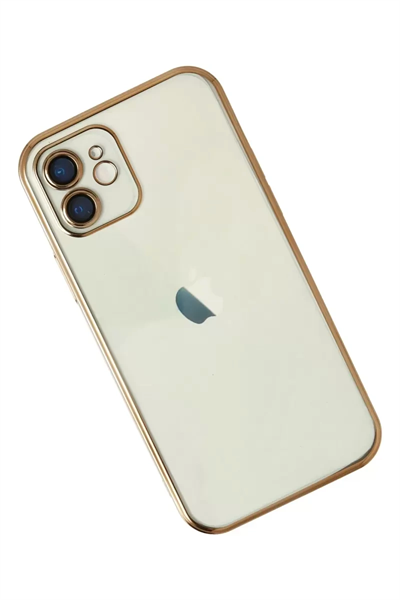 Apple iPhone 12 Kılıf Lensli Silikon - Gold