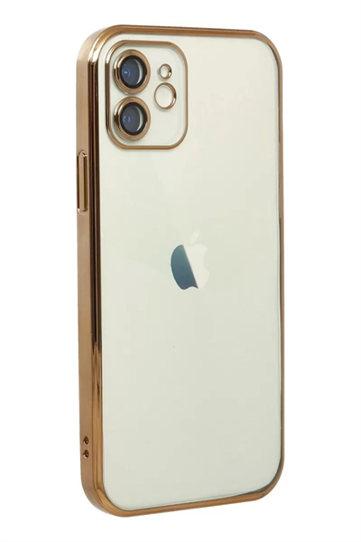 Apple iPhone 12 Kılıf Lensli Silikon - Gold