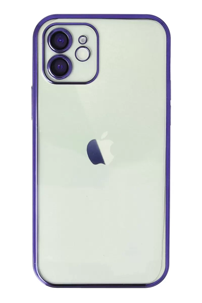 Apple iPhone 12 Kılıf Lensli Silikon - Mor