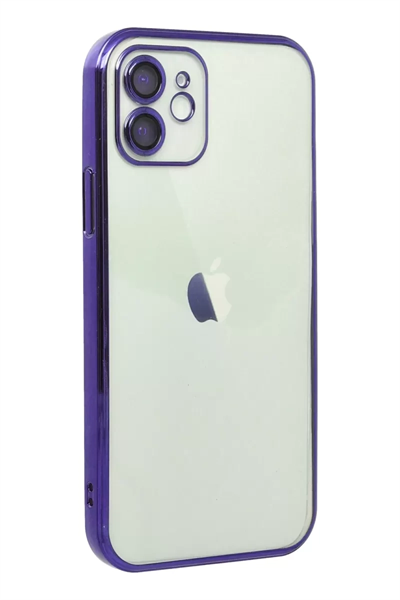 Apple iPhone 12 Kılıf Lensli Silikon - Mor