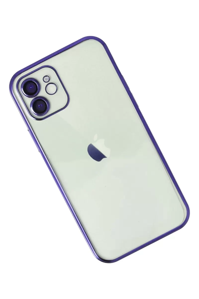 Apple iPhone 12 Kılıf Lensli Silikon - Mor