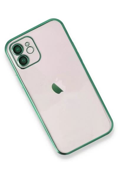Apple iPhone 12 Kılıf Lensli Silikon - Yeşil