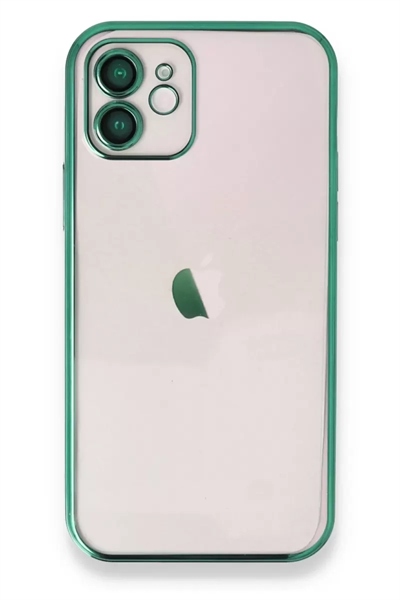 Apple iPhone 12 Kılıf Lensli Silikon - Yeşil