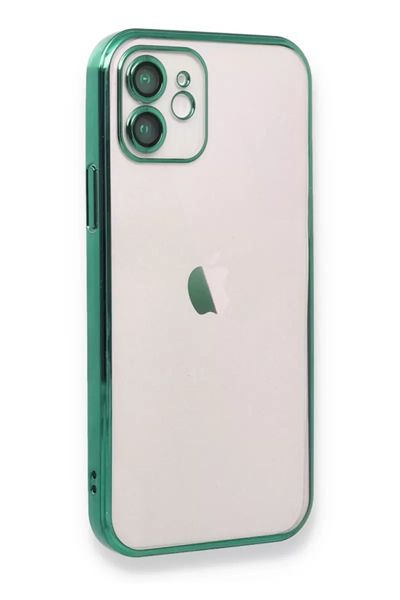 Apple iPhone 12 Kılıf Lensli Silikon - Yeşil