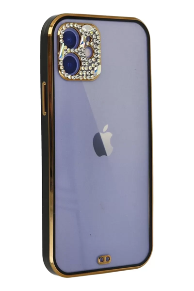 Apple iPhone 12 Kılıf Liva Taşlı Silikon - Siyah
